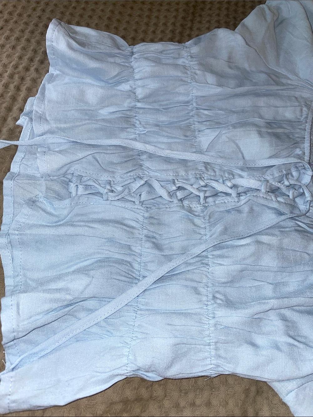 iris Light Blue Lace-Up Crop Top - Picture 4 of 5